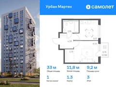 1-ком, 32.95 кв.м., 3/12эт.